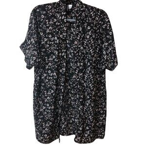 H&M Divided XS Black Floral Kimono Cardigan Festival Party Beach Vacation